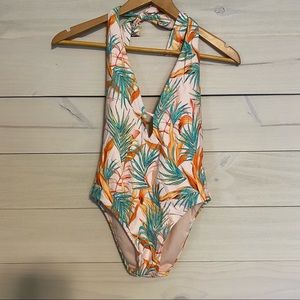 GIANNI BINI floral one piece halter swimsuit